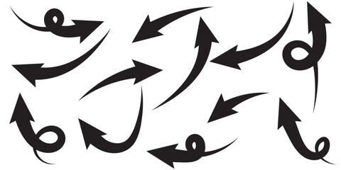 arrows set. Curved arrows. Arrow sign. Flat style icons.  1176