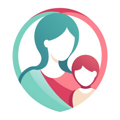 Modern Vector Composition Showing a Mother and Child for Happy Mothers Day PNG