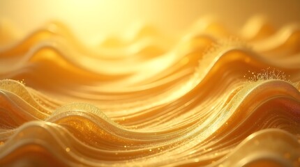 Golden Waves Of Prosperity Shimmering Under A Warm Sunset Glow, A Digital Depiction Of Abundance And Success