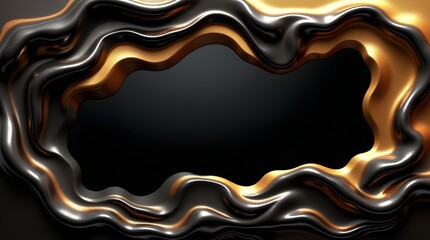 Liquid Gold And Shadow Frame, A Mesmerizing Swirl Of Dark And Light, Creating An Elegant, Mysterious Void Ready To Be Filled