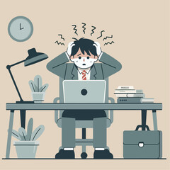illustration of someone tired from work