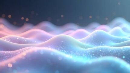 Serene Pastel Hills Shimmering With Ethereal Light, A Dreamy Landscape Of Soft Glowing Textures And Gentle Curves