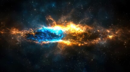 Fototapeta premium Breathtaking cosmic explosion within a dramatically vibrant and luminous galactic nebula creating a spectacular interstellar scene of intense energy and fiery celestial