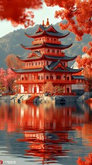 Obraz premium japanese temple in spring