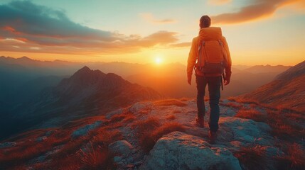 Obraz premium man standing on top of mountain