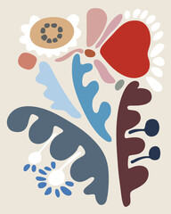 Fototapeta premium ugly chic flower and leaves icon set