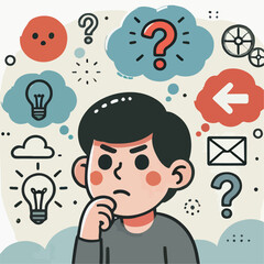 illustration of a person with thoughts