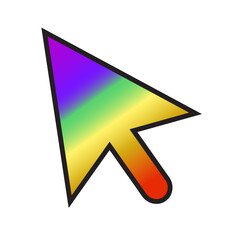 Colorful gradient computer mouse cursor arrow with black outline on a transparent background clipart