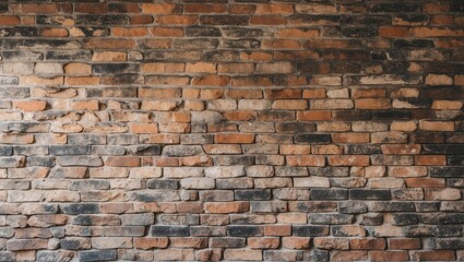 Obraz premium Aged red and brown brick wall with an organic uneven texture, ideal for rustic interior design or as a backdrop in modern spaces.