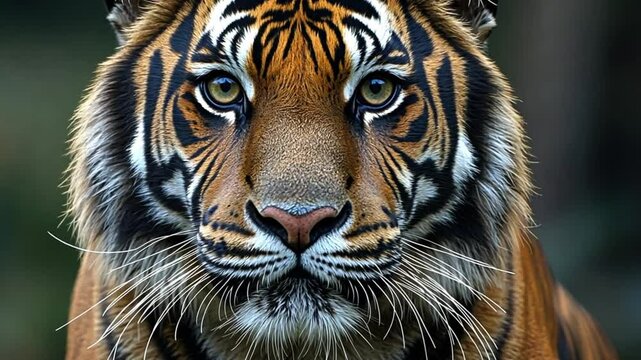 Majestic Sumatran Tiger Portrait: A Close-Up Encounter with Wildlife