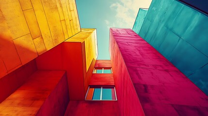 Obraz premium Vibrant Colorful Modern Architecture Building Exterior