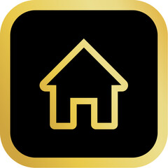 Gold Home Icon Square Rounded Icon with Golden and Black Luxury