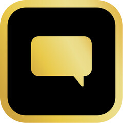 Gold Speech Bubble Icon Square Rounded Icon with Golden and Black Luxury