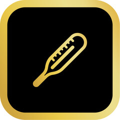 Gold Thermometer Icon Square Rounded Icon with Golden and Black Luxury