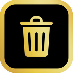 Gold Trash Bin Icon Square Rounded Icon with Golden and Black Luxury