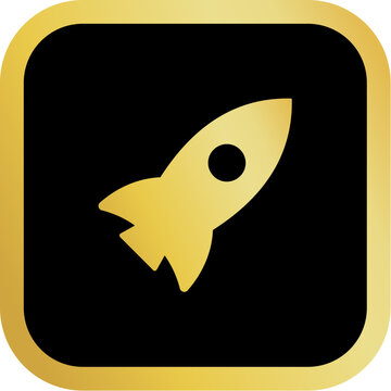Gold Startup Icon Square Rounded Icon with Golden and Black Luxury
