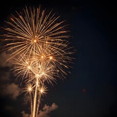 Radiant Gold Bursts A Dazzling Night Sky Celebration