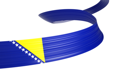 3d Flag Of Bosnia And Herzegovina 3d Wavy Shiny Ribbon Flag 3d Illustration