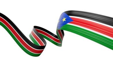 3d Flag Of South Sudan 3d Shiny Waving South Sudan Ribbon Flag On White Background 3d Illustration