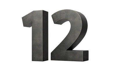 Number Twelve 12 Digit Made Of Gray Smooth Cast Iron 3d Illustration