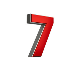 Bold Vibrant Red Number Seven Number 7 With Sleek Metallic Gleam 3D Illustration
