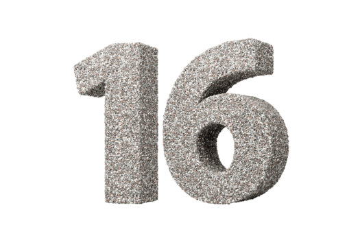 Number Sixteen 16 Digit Made Of Rock Fragments Or Gravels 3d Illustration