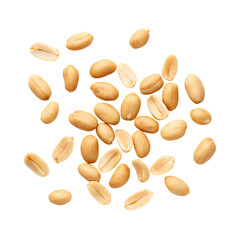 Obraz premium Peanuts scattered on transparency background, showcasing their texture and color