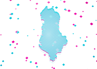 Albania Map Glowing Blue Light Digital Map Seamless Pattern 3D Illustration