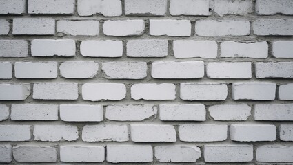 Obraz premium White cement block wall texture with a uniform pattern featuring light gray and white bricks arranged horizontally, ideal for backgrounds and designs.