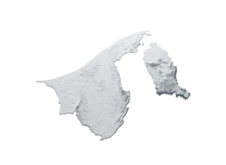 Brunei Map Gray And Shaded Relief Textured Map 3D Illustration
