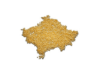 Kosovo Map Made Of High Quality Premium Golden Shiny Metallic Beads Or Balls 3D Illustration