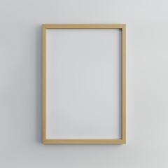 Eye-level, Framed blank poster on white wall. Mockup concept for art display. Home decor, interior design, wall art. Minimalist, clean.