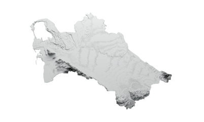 Turkmenistan Map Flag Shaded Relief Color Height Map On Turkmenistan Flag 3d Illustration
