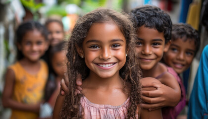 Smiling Children in Urban Slums
