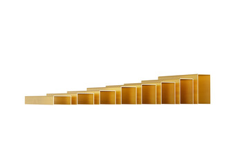 A Series Of Golden Metal Staple Pins Arranged In Parallel Rows 3D Illustration