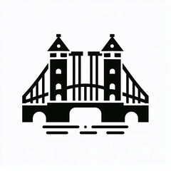 Stylized Bridge Icon Black Silhouette on White