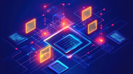 A futuristic smart factory with AI-driven robotic systems optimizing production flow