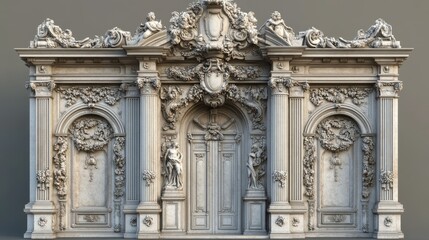 Obraz premium Ornate baroque architectural facade with detailed sculptures and columns