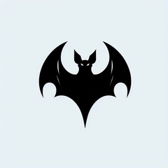 Obraz premium Black Bat Silhouette with Glowing Eyes on Pale Background