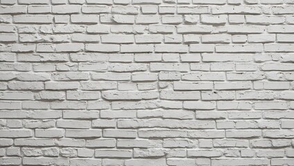 Obraz premium Vintage whitewashed brick wall texture featuring a horizontal layout with soft gray undertones ideal for backgrounds and wallpapers.