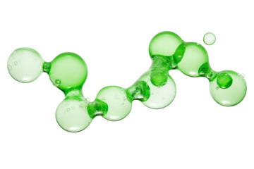 Green bubbles isolated on transparent background.
