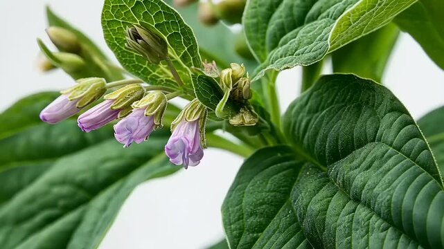 Fresh green leaves of the mint plant in close-up detail capture summer growth