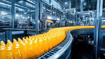 A high-speed beverage processing facility using industrial automation for large-scale production