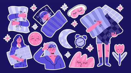 Sleep day sticker set