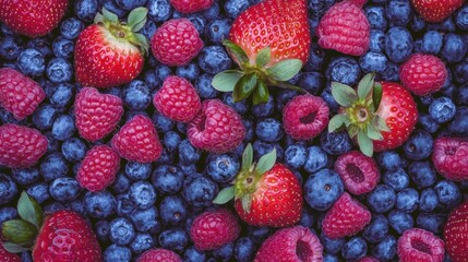 Berry harvest vibrant fruit display kitchen counter fresh produce top-down view healthy eating concept