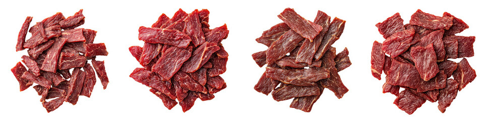 Obraz premium An assortment of raw fresh beef meat cuts and chunks including sirloin brisket and other popular beef steak varieties arranged on a rustic wooden background The image showcases the texture color