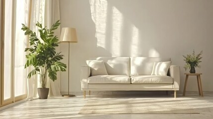 Cozy living room design modern apartment interior photography bright environment perspective view minimalist concept