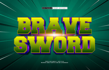 brave sword editable text effect with a knight and hero text effect