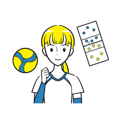 バレー部・バレーボール・部活を頑張る女子学生（背景なし・シンプル）