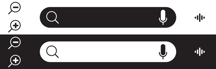 Obraz premium Search Bar Interface with Zoom and Voice Icons.